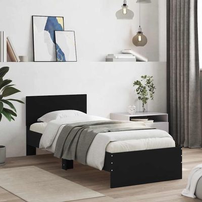 vidaXL Posteľný rám s čelom čierny 75x190 cm kompozitné drevo