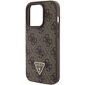 Obal Guess pre iPhone 15 Pro 6,1" GUHCP15LP4TDPW hnedý tvrdý kryt Koža 4G Triangle Strass