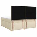 vidaXL Posteľ boxspring s matracom Krémová 140 x 190 cm Látka