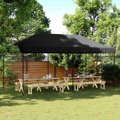 vidaXL Skladací pop-up párty stan čierny 580x292x315 cm