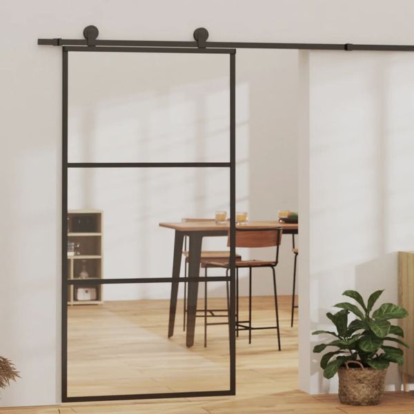 vidaXL Posuvné dvere s kovaním ESG sklo a hliník 102x205 cm