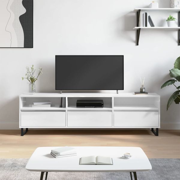 vidaXL TV skrinka lesklá biela 150x30x44,5 cm kompozitné drevo