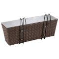Sada ratanových trapézových kvetináčov pre balkón, 50 cm, 2 ks, hnedé