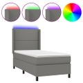 vidaXL Posteľ boxsping s matracom a LED tmavosivá 80x200 cm látka