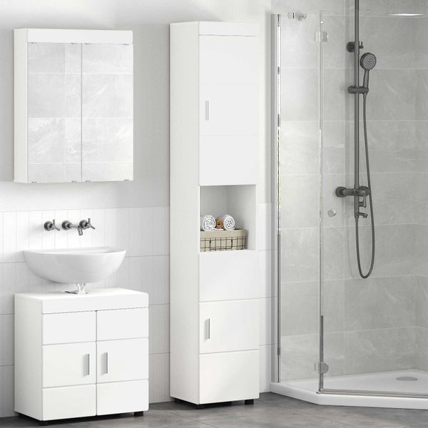 vidaXL Set kabinetov do kúpeľne TULUM Biela 37 x 31,5 x 203 cm