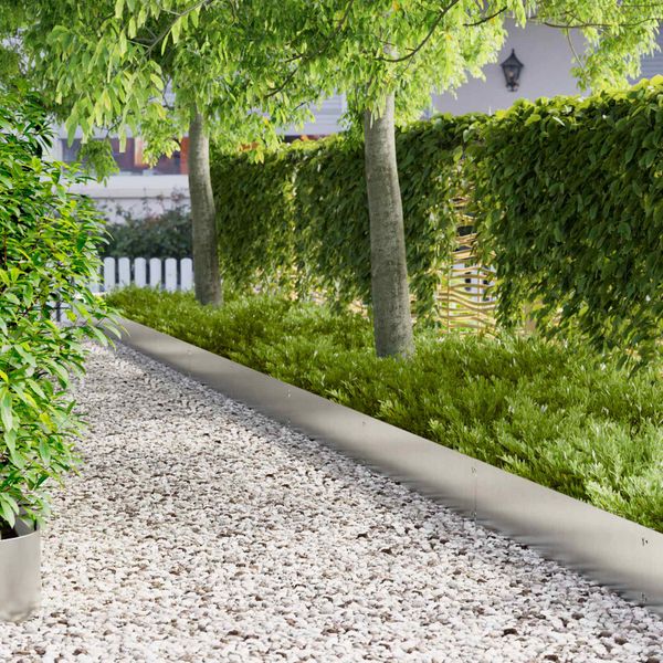 vidaXL Obrubník trávnika 20 pcs 103 x 25 cm Oceľ Strieborná