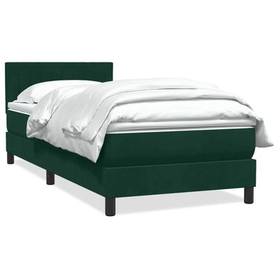 vidaXL Posteľný rám boxsping s matracom tmavozelený 90x210 cm zamat