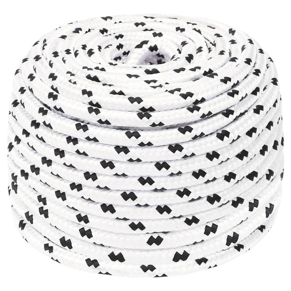 vidaXL Pletené lodné lano biele 10 mm x 25 m polyester