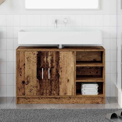 vidaXL Kúpeľňová skriňa Staré drevo 90 x 29 x 55 cm Kompozitné drevo