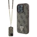 Guess puzdro pre iPhone 16 Pro 6,3" GUHCP16LP4TDSCPW Leather Metal Logo Strass Crossbody hnedé