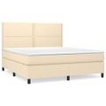 vidaXL Posteľný rám boxspring s matracom krémový 160x200 cm látka