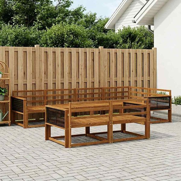 vidaXL Záhradná súprava gaučov 8 pcs Prírodná Pevné akáciové drevo
