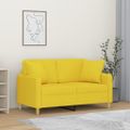 vidaXL 2-miestna pohovka s vankúšikmi svetložltá 120 cm látka