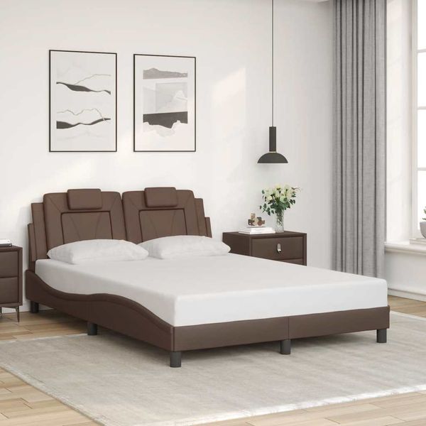 vidaXL Rám postele Viana bez matraca hnedý 140x200 cm umelá koža