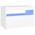 vidaXL Nočný stolík a LED svetlá biely 60x35x40 cm spracované drevo