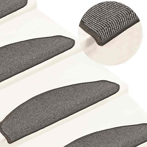 vidaXL Schodové rohože 15 ks 65x21x4 cm sivé, polkruhové, veľké