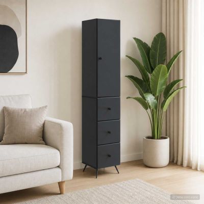 vidaXL Sada skríň 2 ks 34,5 x 34,5 x 90 cm Kompozitné drevo Čierna