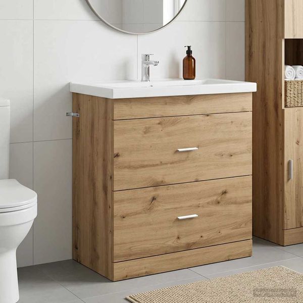 vidaXL Skriňa pod umývadlo do kúpeľne Dub artisan 78,5 x 37,5 x 81 cm