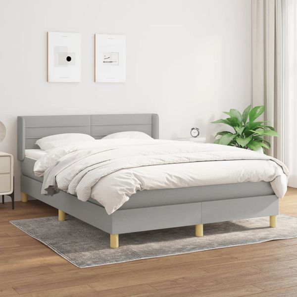 vidaXL Boxspring posteľ s matracom bledosivý 140x190 cm látka