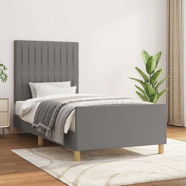 vidaXL Posteľ bez matraca tmavosivá 90x200 cm látka