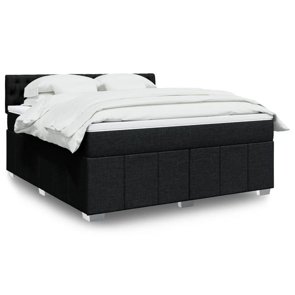 vidaXL Posteľný rám boxspring s matracom čierny 180x200 cm látka