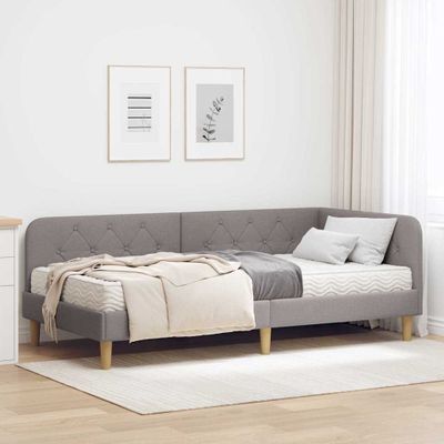 vidaXL Rohový rám postele Sivohnedá 90 x 190 cm látka