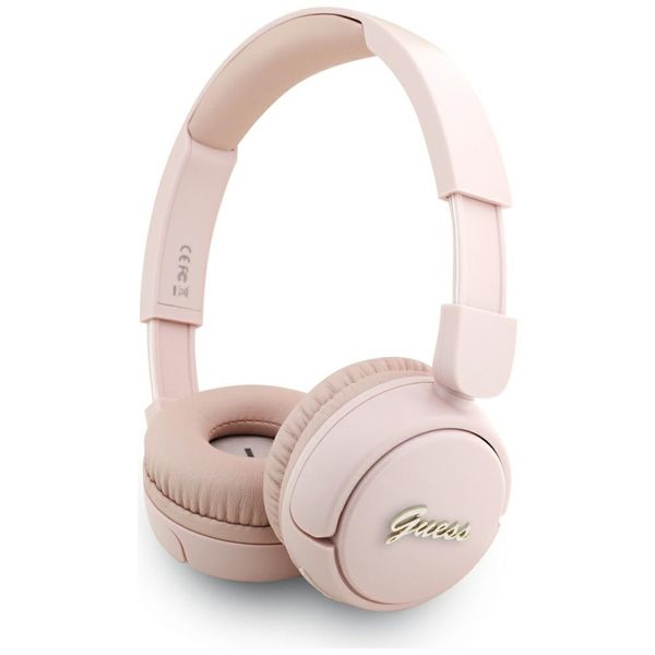 Bezdrôtové slúchadlá Guess BT HEADPHONES SCRIPT METAL LOGO ružové