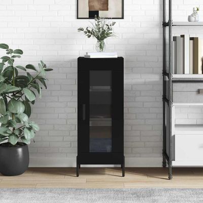 vidaXL Komoda čierna 34,5x34x90 cm spracované drevo
