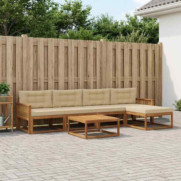 vidaXL Záhradná súprava gaučov s vankúšom 6 pcs Prírodná a béžová