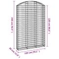 vidaXL Oblúkový gabionový kôš 150x30x220/240 cm pozinkované železo