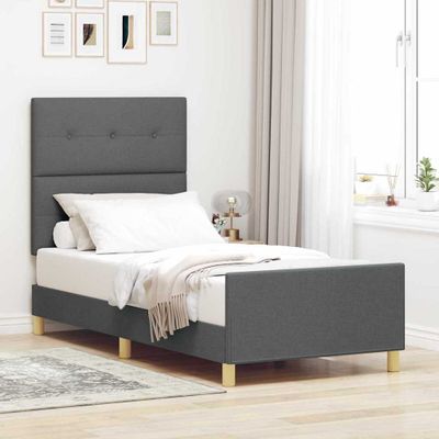 vidaXL Rám postele s čelnou doskou Tmavo šedá 80 x 200 cm látka