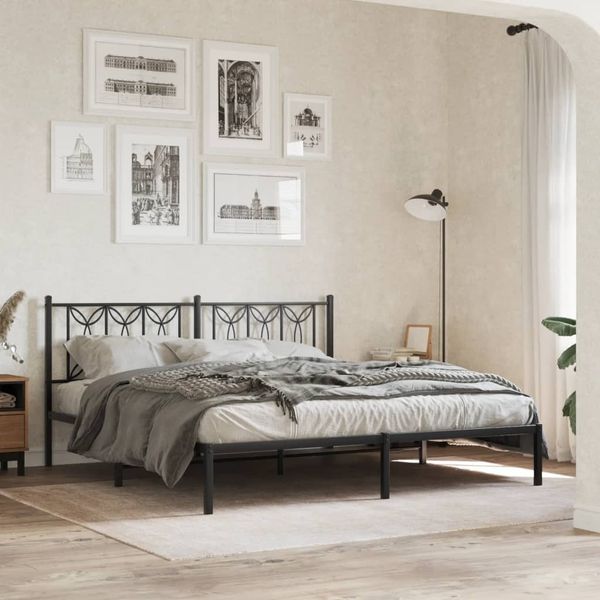 vidaXL Kovový rám postele s čelom čierny 183x213 cm