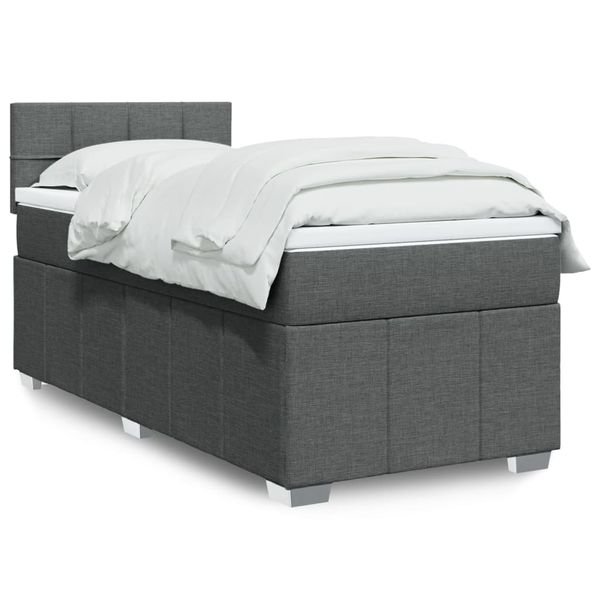 vidaXL Boxspring posteľ s matracom tmavosivá 90x200 cm látka