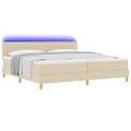 vidaXL LED box s pružinami s LED pásikmi Krémová 200 x 200 cm látka