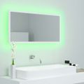 vidaXL Kúpeľňové zrkadlo s LED, biele 90x8,5x37 cm, akryl