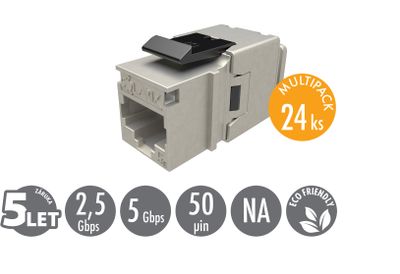 MULTIPACK 24 ks - rýchlozarezávací keystone Solarix CAT5E STP SXKJ-5E-STP-BK-NA