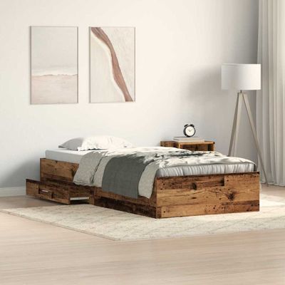 vidaXL Rám postele Staré drevo 90 x 190 cm Kompozitné drevo