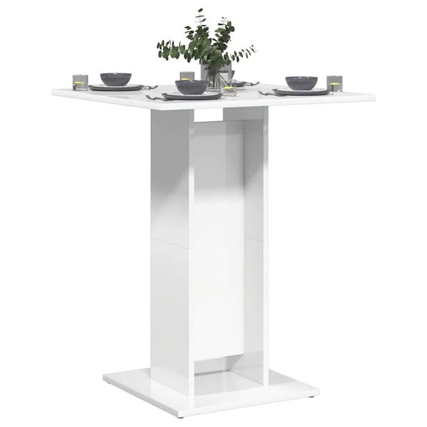 vidaXL Bistro stolík, lesklý biely 60x60x75 cm, kompozitné drevo