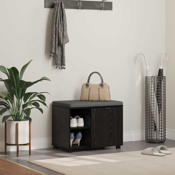 vidaXL Predsieňová lavica s vankúšom Čierny Dub 60 x 38 x 46 cm