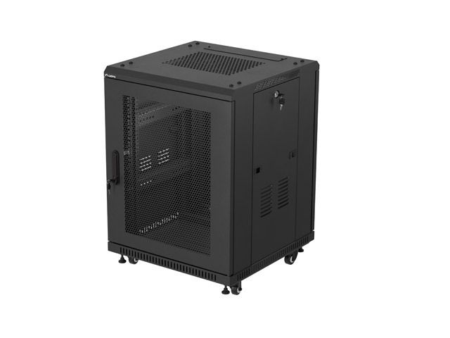 Inštalačný rozvadeč 19'' 15U 600X600 čierne perforované dvere lanberg (ploché balenie)