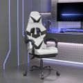 vidaXL Otočná herná stolička s podnožkou biela a čierna umelá koža