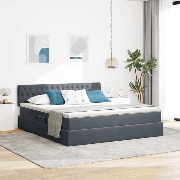 vidaXL Úložná posteľ s matracmi s úložiskom Tmavo šedá 100 x 200 cm