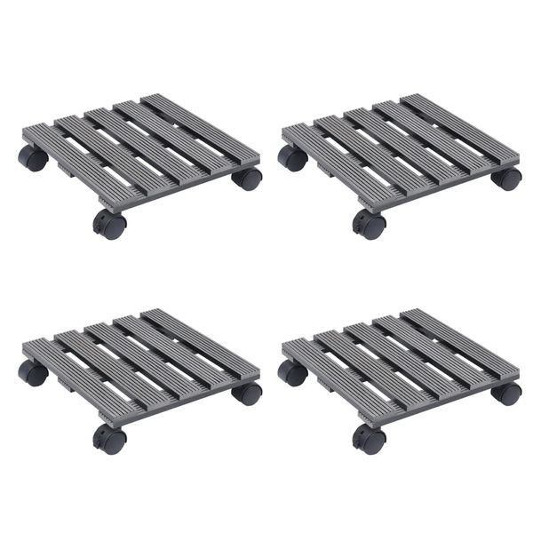 vidaXL Podstavce pod kvetináč 4 ks sivé 30x30x7,5 cm WPC