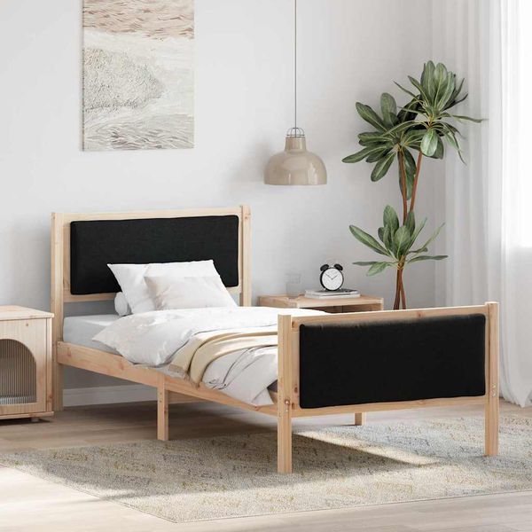 vidaXL Rám postele s čelnou doskou Čierna 90 x 200 cm látka