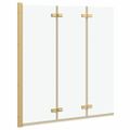 vidaXL Skladací sprchový kút Zlatá 130 x 138 cm ESG sklo a hliník