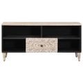 vidaXL TV skrinka Biela 100 x 33,5 x 46 cm Masívne mango drevo