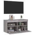 vidaXL TV nástenná skrinka s LED svetlami sivá sonoma 80x30x40 cm
