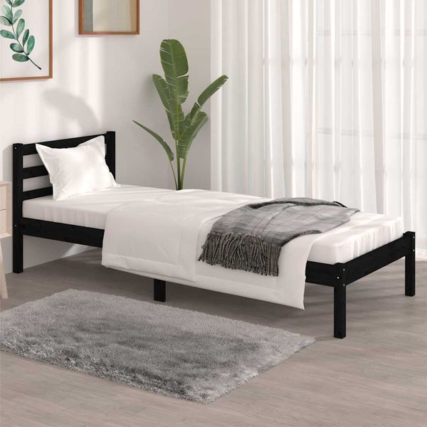 vidaXL Posteľný rám borovicový masív 75x190 cm čierne malé jednolôžko