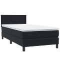 vidaXL Posteľný rám boxspring s matracom a LED čierny 90x220 cm zamat
