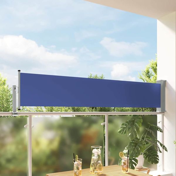 vidaXL Zaťahovacia bočná markíza na terasu modrá 60x300 cm